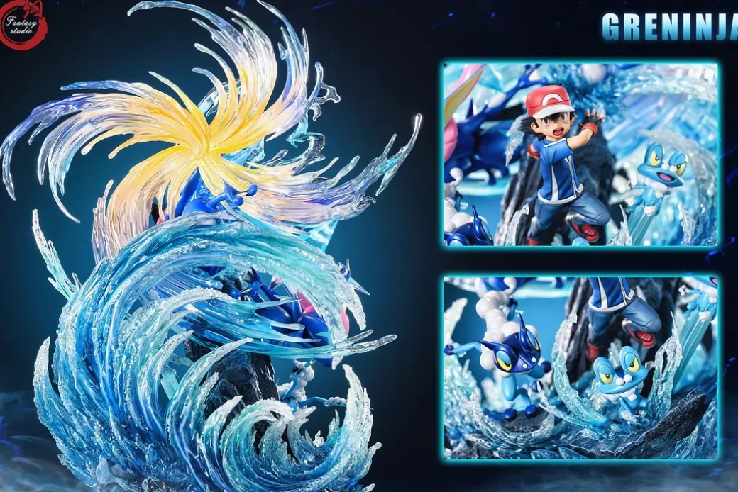 GX Evolution Series Ash Ketchum & Greninja Family - Pokemon Resin Statue - Fantasy Studios