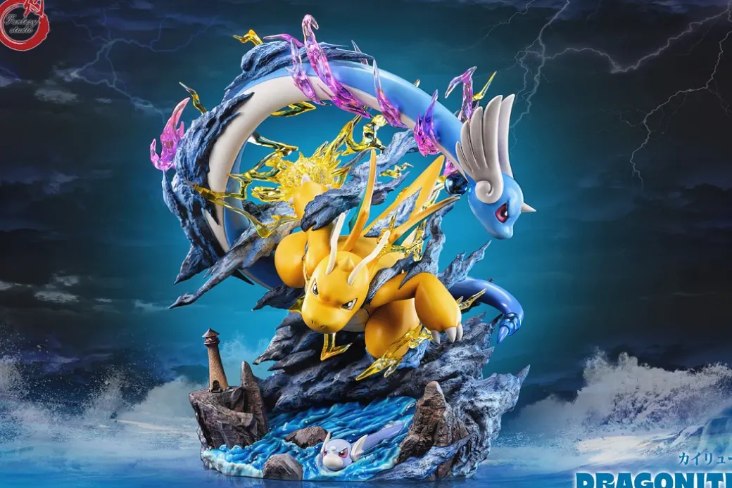 GX Evolution Series Dragonite Family with LED - Pokemon Resin Statue - Fantasy Studios