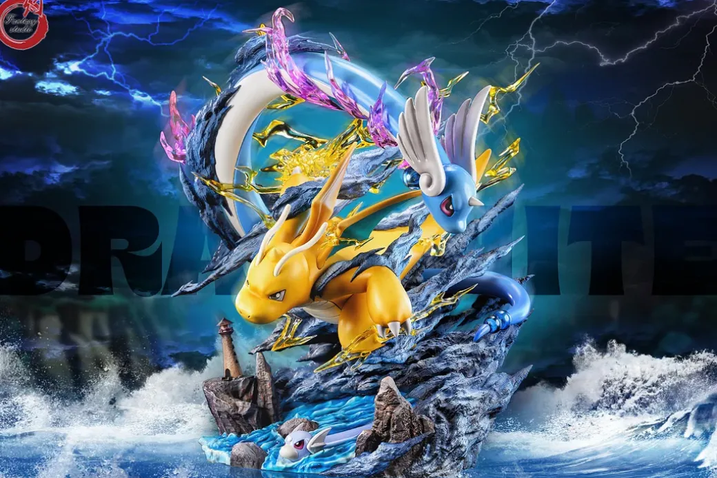 GX Evolution Series Dragonite Family with LED - Pokemon Resin Statue - Fantasy Studios