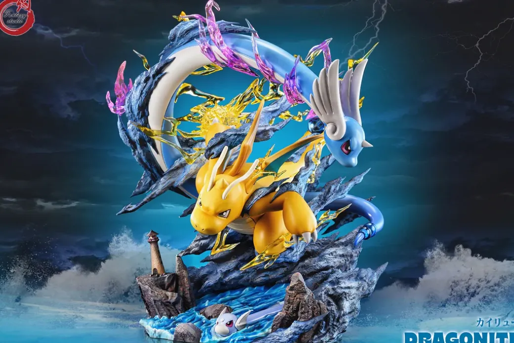 GX Evolution Series Dragonite Family with LED - Pokemon Resin Statue - Fantasy Studios