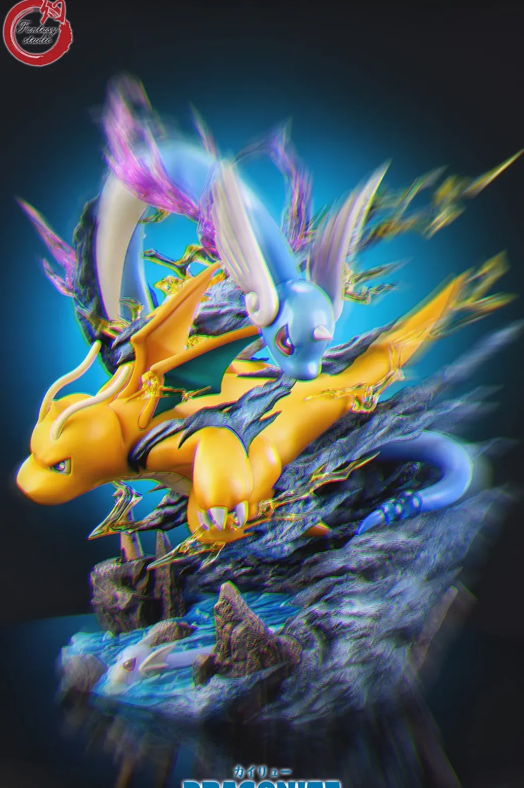 GX Evolution Series Dragonite Family with LED - Pokemon Resin Statue - Fantasy Studios