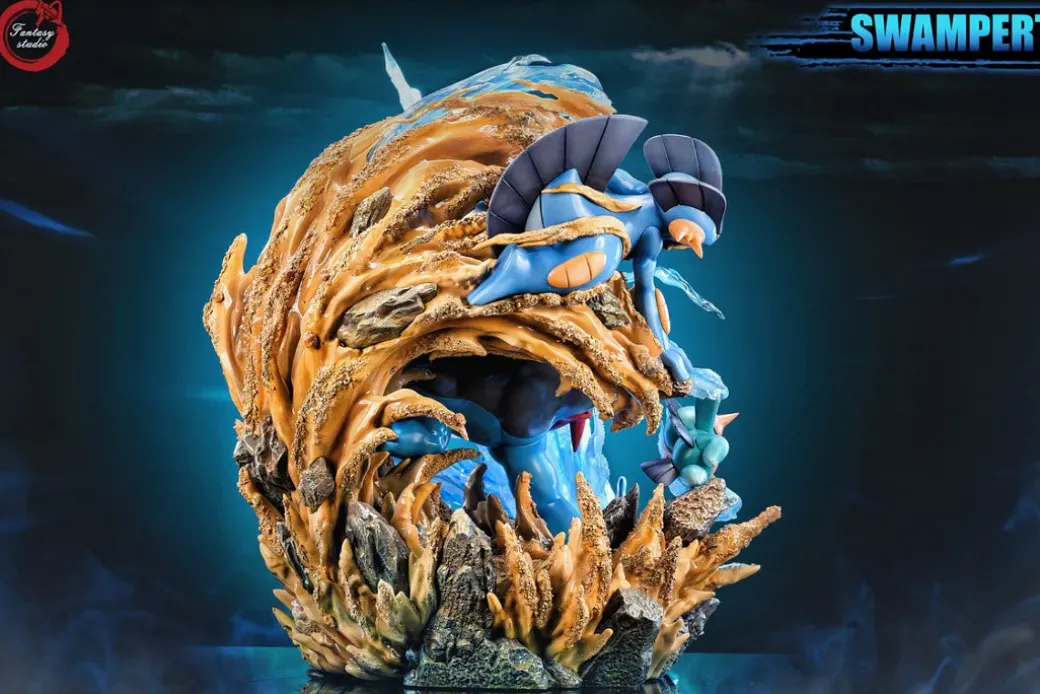 GX Evolution Series Swampert Family with LED - Pokemon Resin Statue - Fantasy Studios