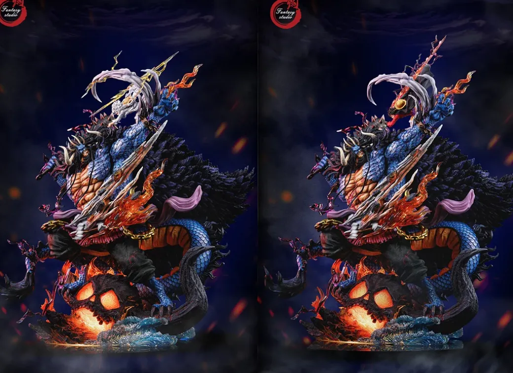 Human-Beast Form Kaido vs Nika Luffy with LED - ONE PIECE Resin Statue - Fantasy Studios