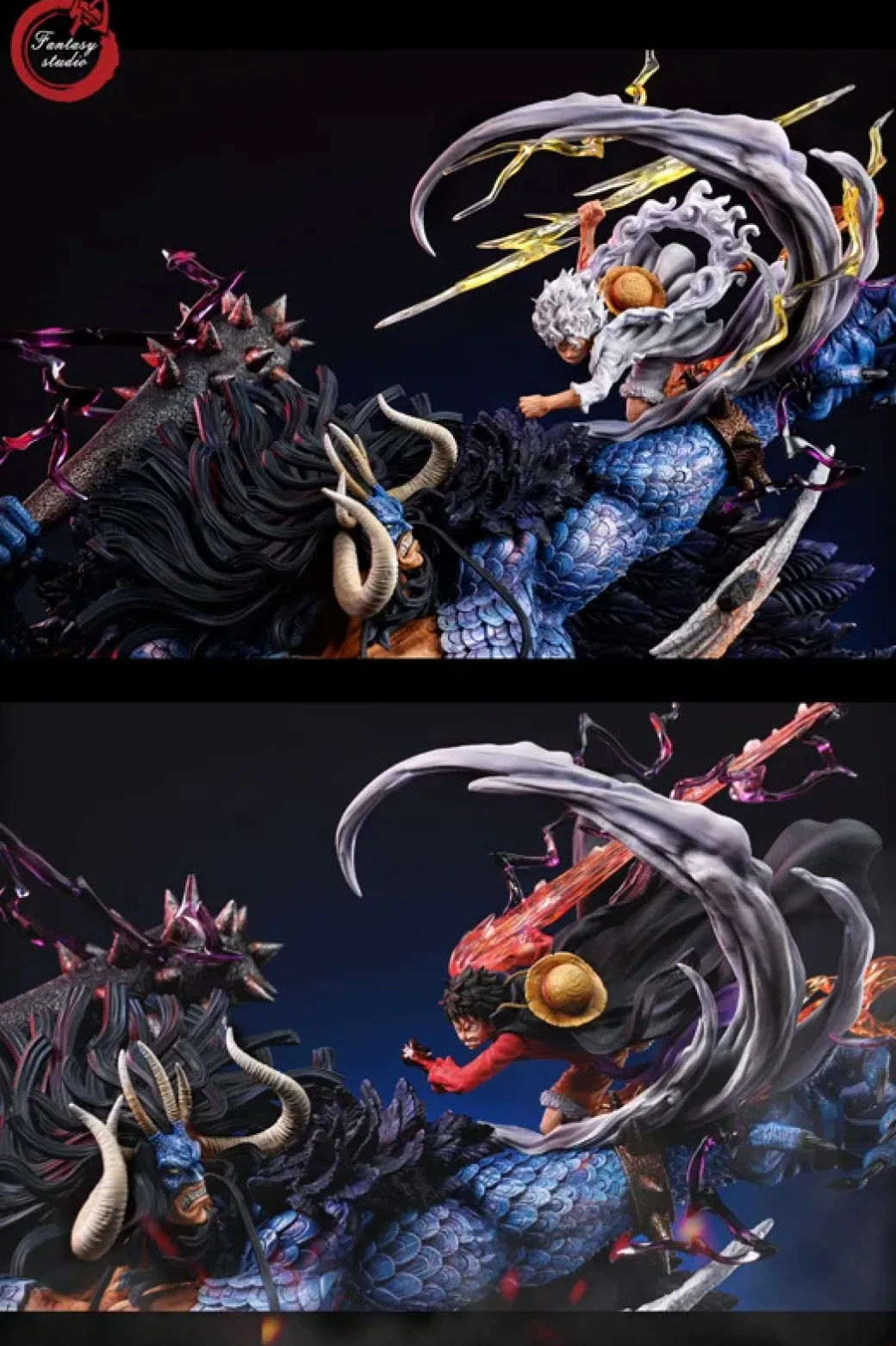 Human-Beast Form Kaido vs Nika Luffy with LED - ONE PIECE Resin Statue - Fantasy Studios