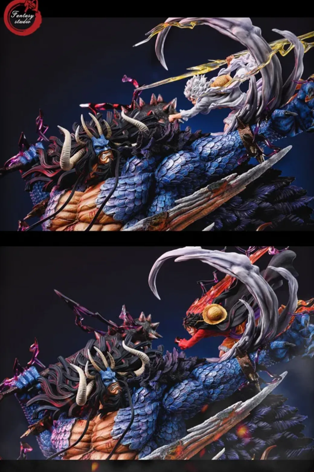 Human-Beast Form Kaido vs Nika Luffy with LED - ONE PIECE Resin Statue - Fantasy Studios