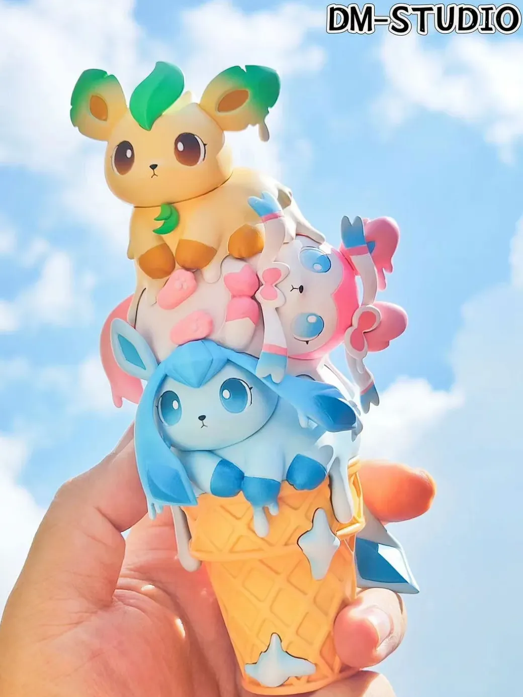 Ice Cream Sylveon & Glaceon & Leafeon - Pokemon Resin Statue - DM Studios