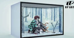 Kamado Tanjirou & Kamado Nezuko Embracing Snow Scene with LED - Demon Slayer: Kimetsu no Yaiba Resin Statue - UP ART Studios