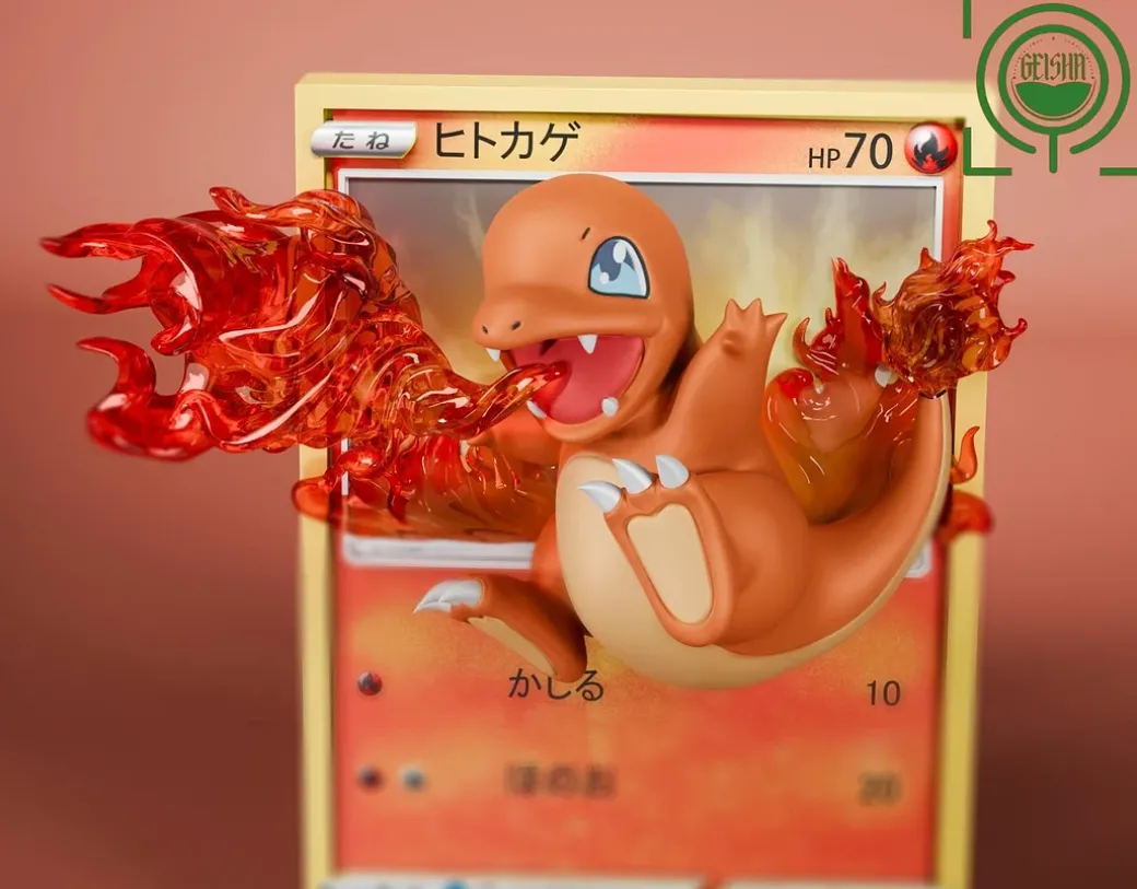 Kanto Starter Pokemon Coming Out From Pokemon Card - Pokemon Resin Statue - GEISHA Studio