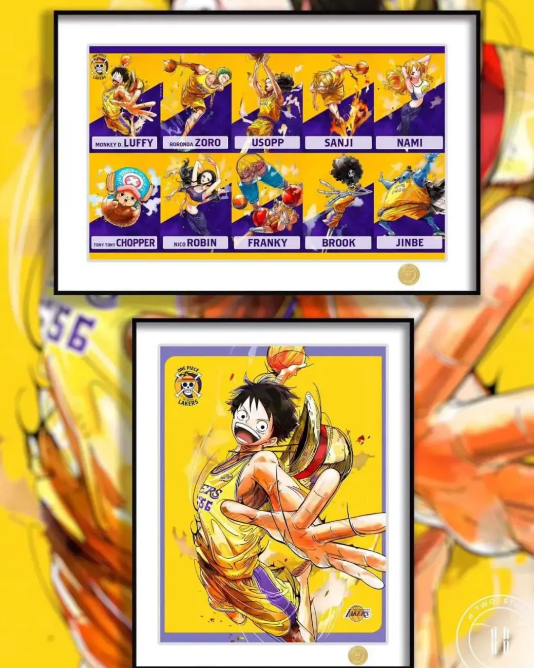 Lakers Uniform Ver. Straw Hat Crew Decorative Painting - ONE PIECE - H-TWO Studio