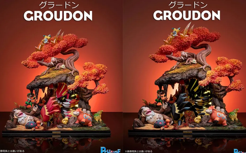 Land Series Groudon Family - Pokemon Resin Statue - PCHouse Studios