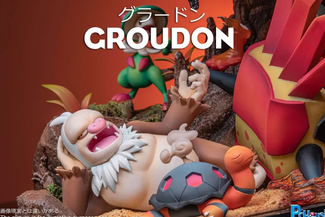 Land Series Groudon Family - Pokemon Resin Statue - PCHouse Studios