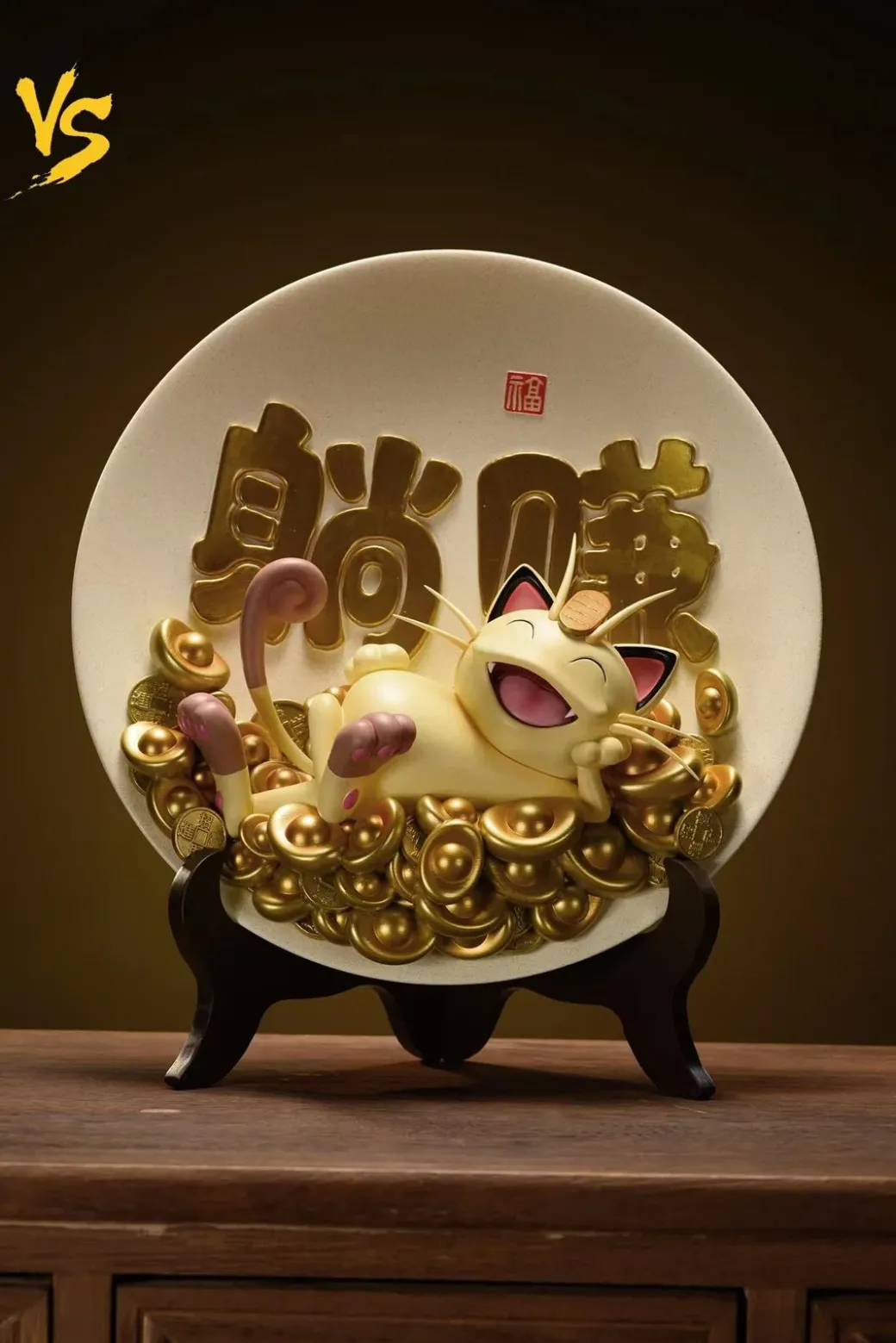Laying Lucky Meowth - Pokemon Resin Statue - VS Studios