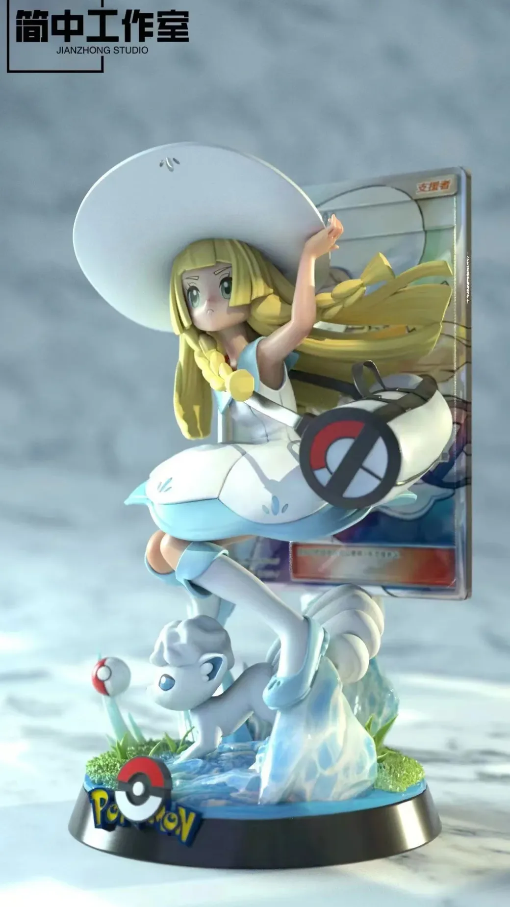 Lillie & Alolan Vulpix - Pokemon Resin Statue - JianZhong Studio