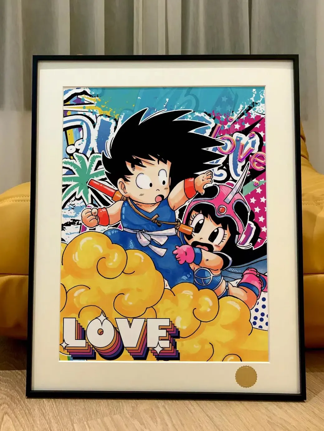 Little Son Goku & Little Chi-Chi Valentine's Day Special Decoration Painting - Dragon Ball - Xingkong Studio