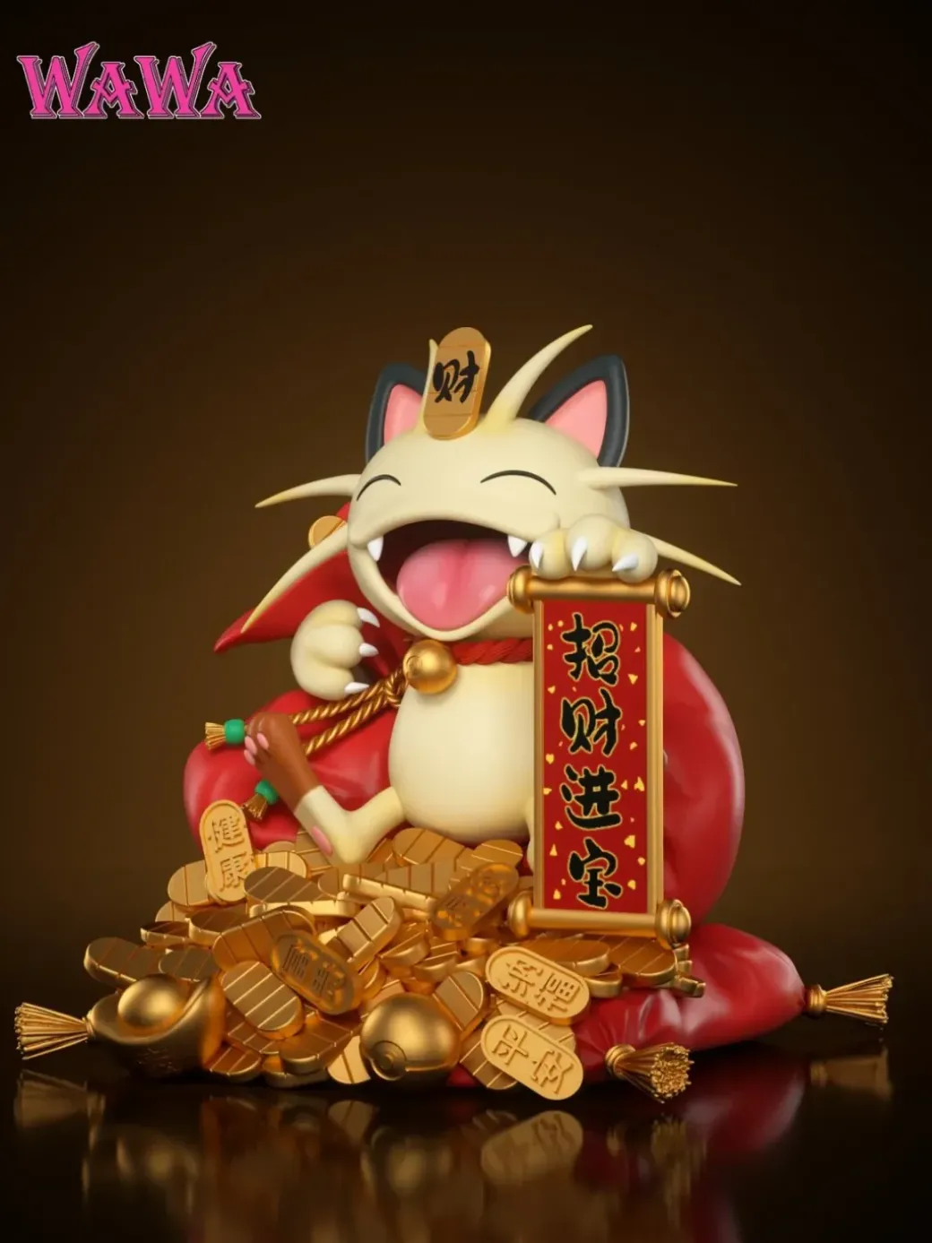 Lucky Meowth 2.0 with LED - Pokemon Resin Statue - WAWA Studio