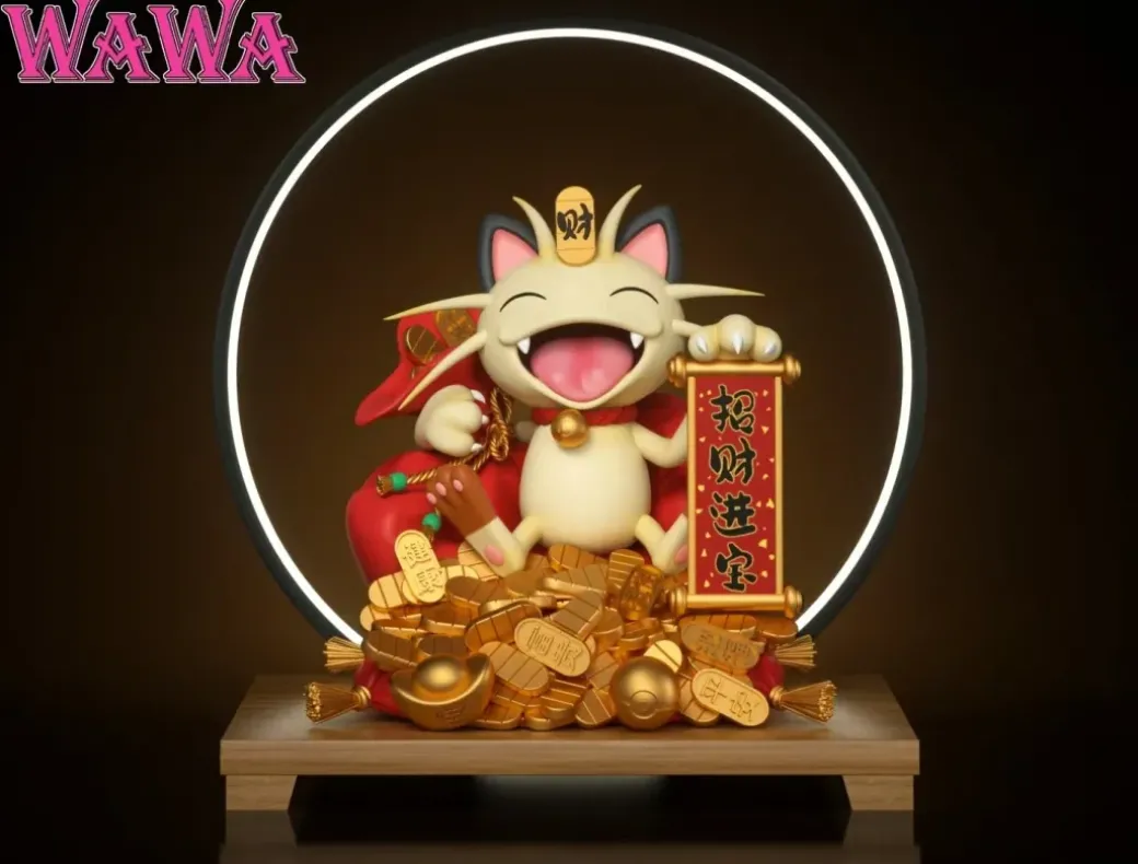 Lucky Meowth 2.0 with LED - Pokemon Resin Statue - WAWA Studio