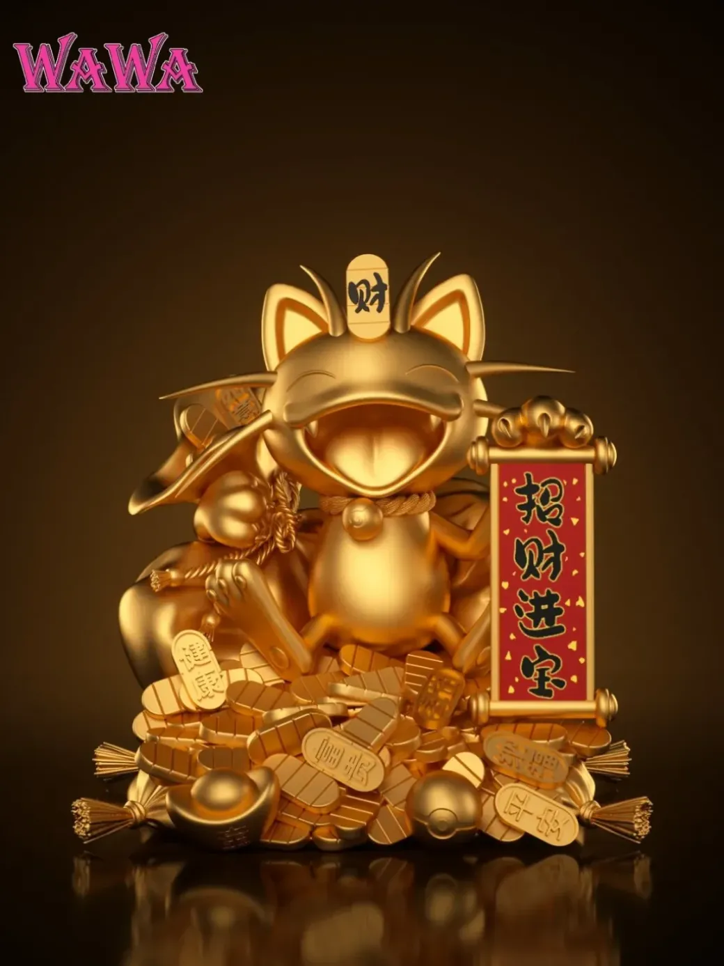 Lucky Meowth 2.0 with LED - Pokemon Resin Statue - WAWA Studio