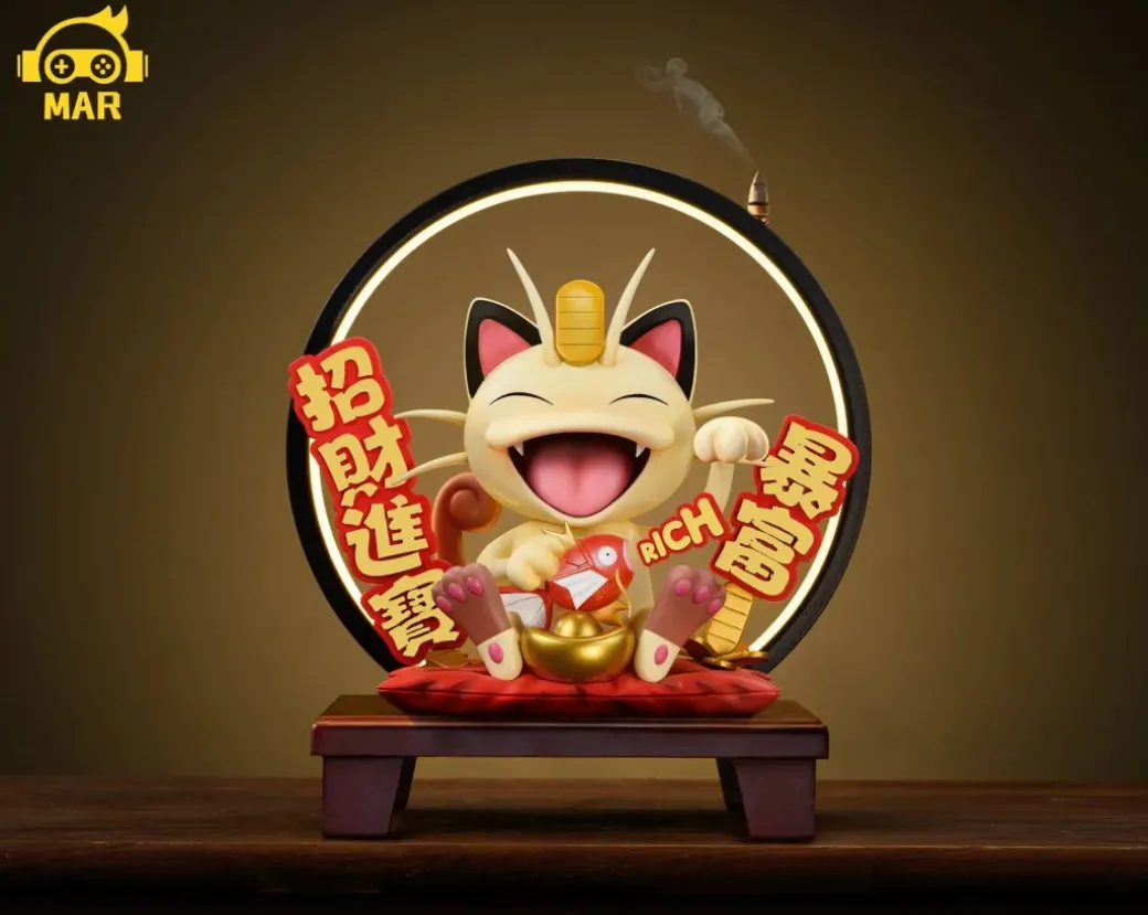 Lucky Meowth with LED - Pokemon Resin Statue - MAR Studio