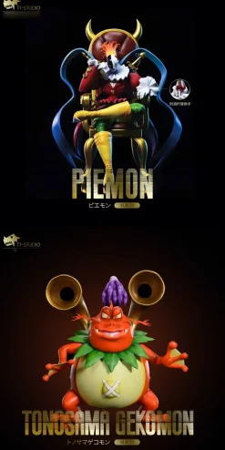 Medium Series Sitting Piedmon & Tonosama Gekomon - Digimon Resin Statue - T1 Studio
