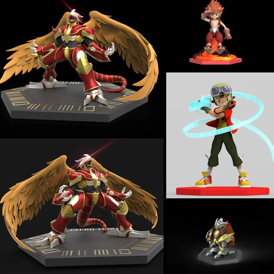 Megahouse Scale Vritramon & Garummon Set - Digimon Resin Statue - DMX Studios