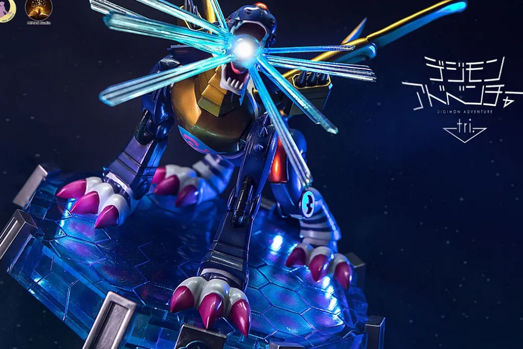 Metal Garurumon with LED - Digimon Resin Statue - Moon Goddess Studios