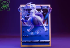 Mewtwo Coming Out From Pokemon Card - Pokemon Resin Statue - GEISHA Studio