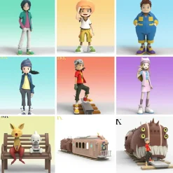 MH Scale Digimon Frontier & Trailmon & Neamon & Bokomon - Digimon Resin Statue - DMX Studios
