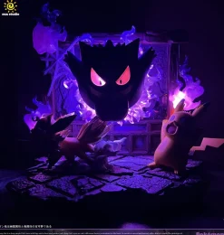 Mischief Gengar Scene & Wall Hanging with LED - Pokemon Resin Statue - sun Studio