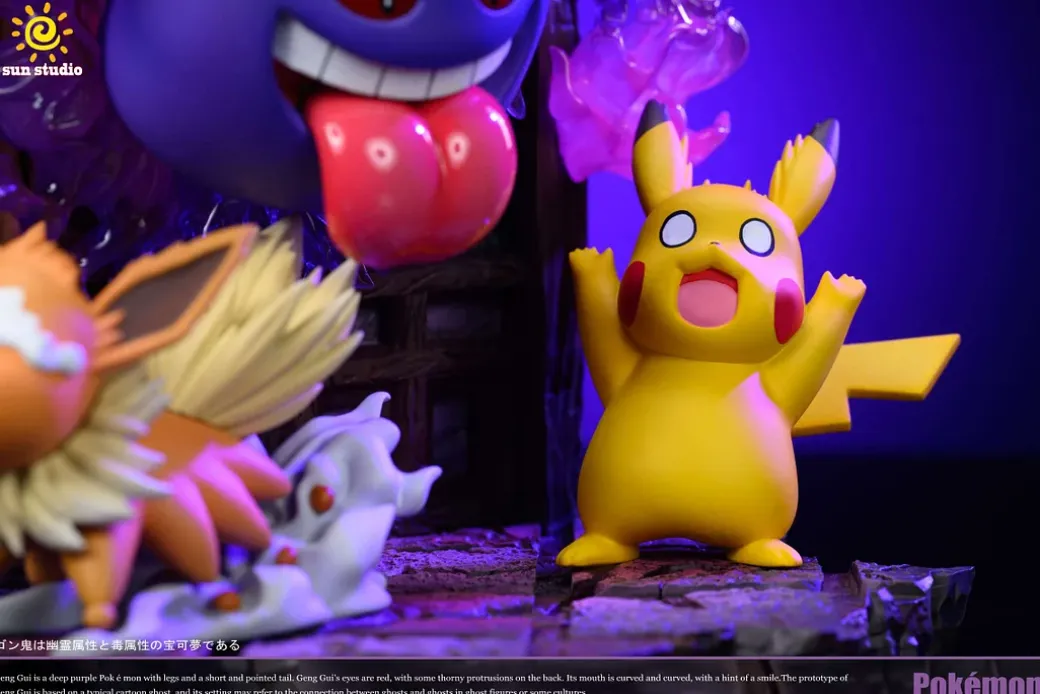 Mischief Gengar Scene & Wall Hanging with LED - Pokemon Resin Statue - sun Studio