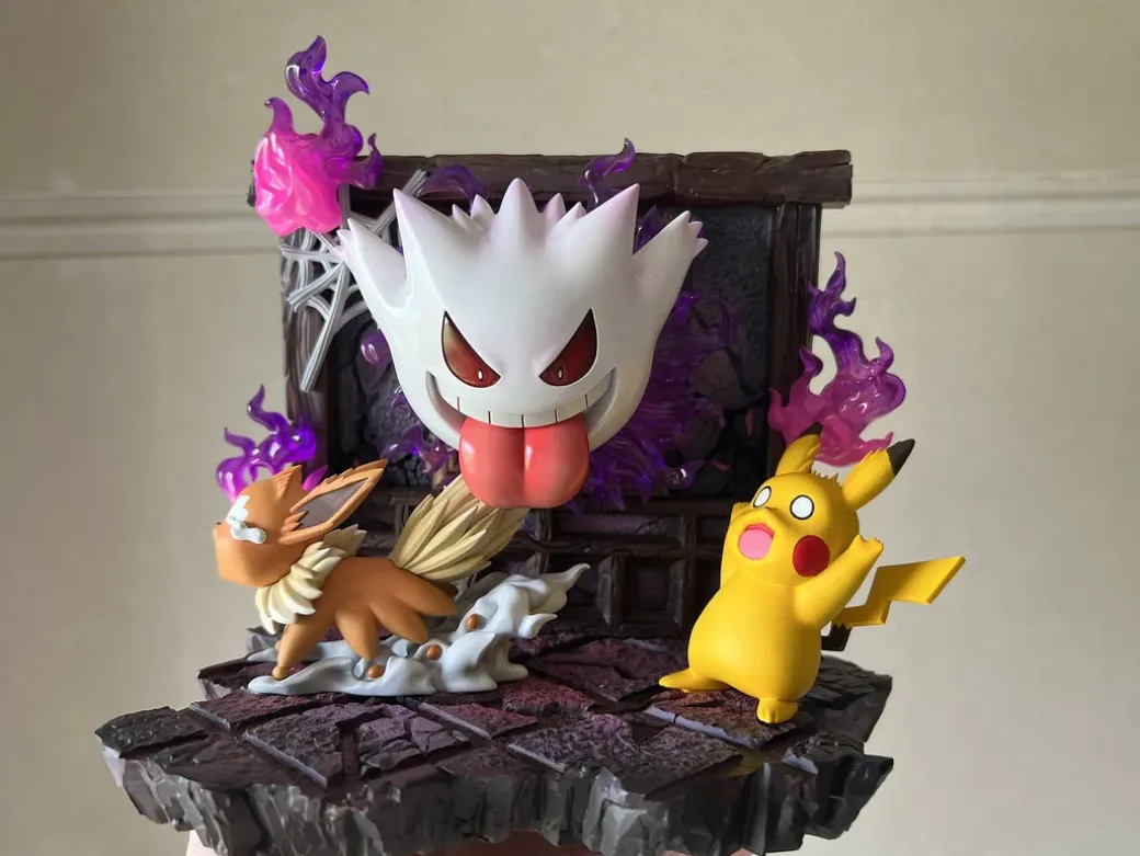 Mischief Gengar Scene & Wall Hanging with LED - Pokemon Resin Statue - sun Studio