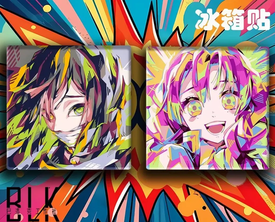 Mitsuri Kanroji & Obanai Iguro Decorative Painting & Fridge Magnet - Demon Slayer: Kimetsu No Yaiba - BLK Studio