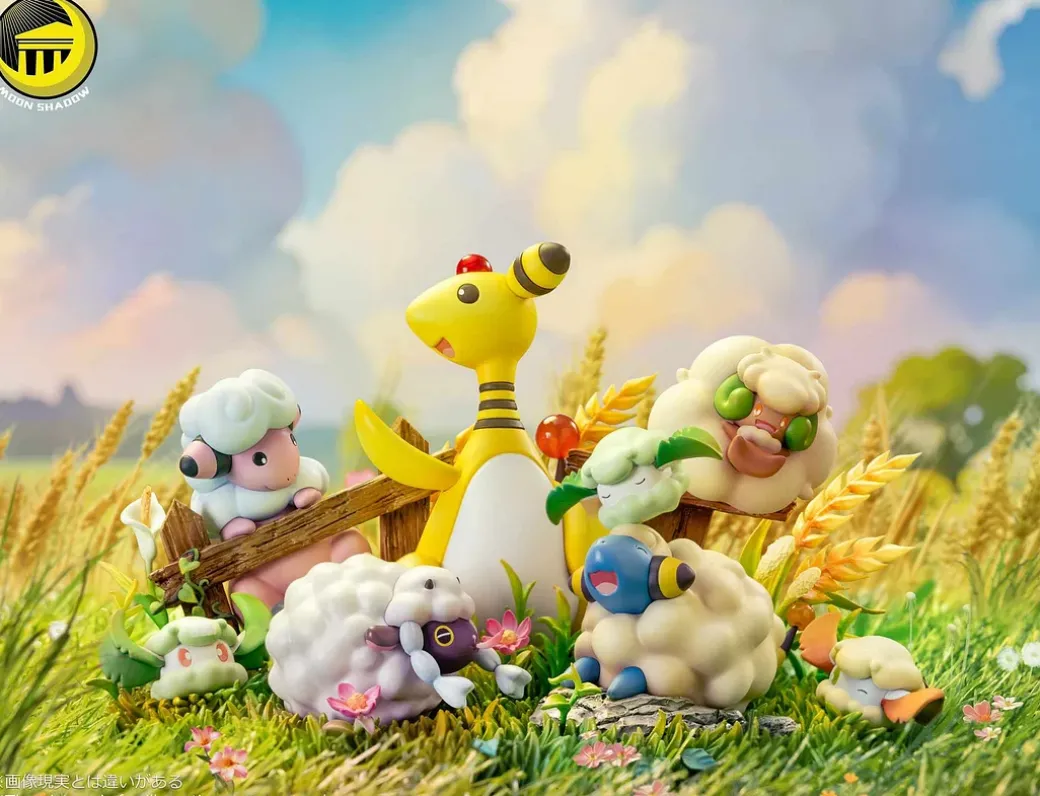 Natural Scene Series Ampharos Family - Pokemon Resin Statue - Moon Shadow Studios