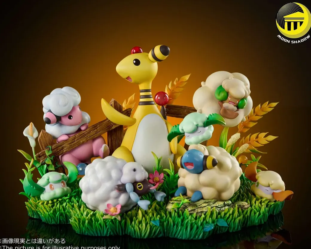 Natural Scene Series Ampharos Family - Pokemon Resin Statue - Moon Shadow Studios