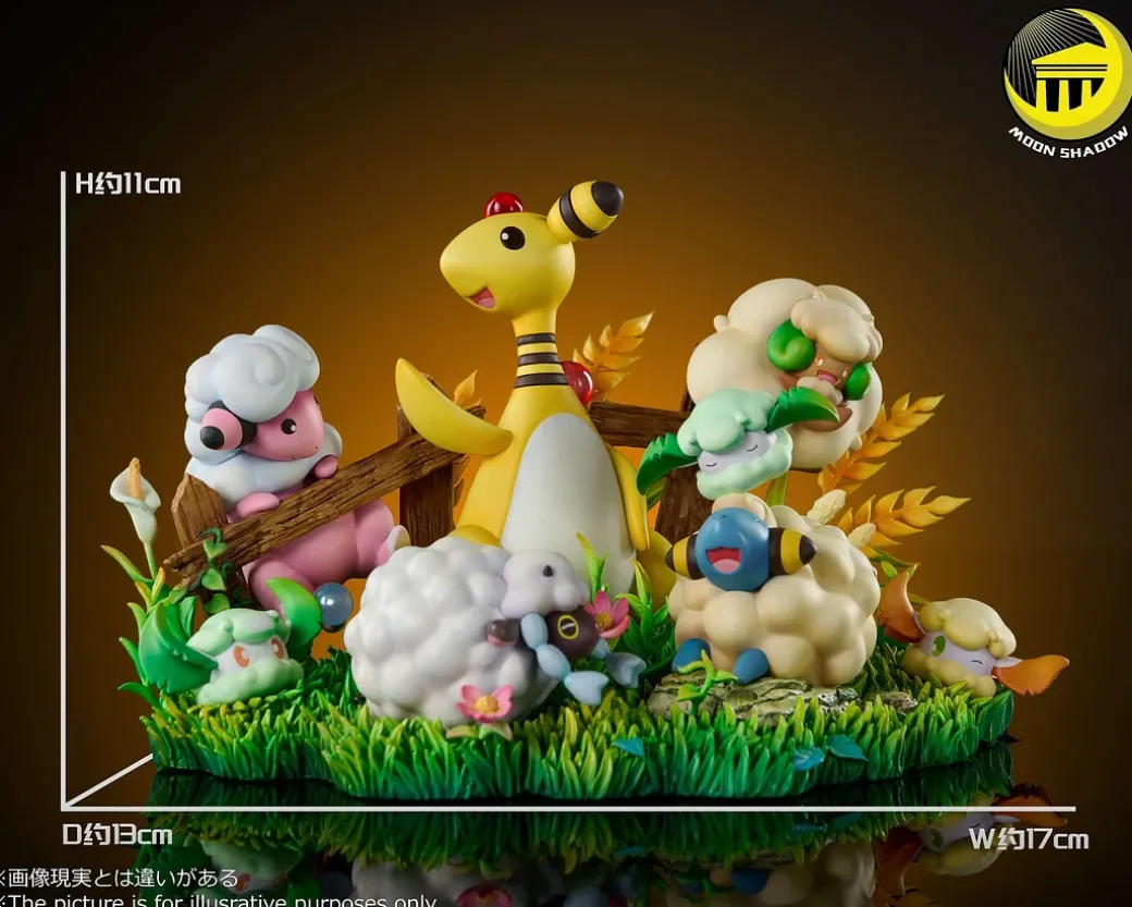 Natural Scene Series Ampharos Family - Pokemon Resin Statue - Moon Shadow Studios