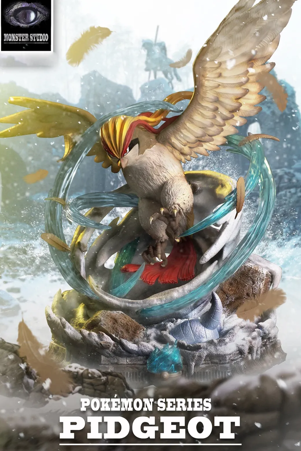 Pidgeot Blizzard Scene - Pokemon Resin Statue - Monster Studios