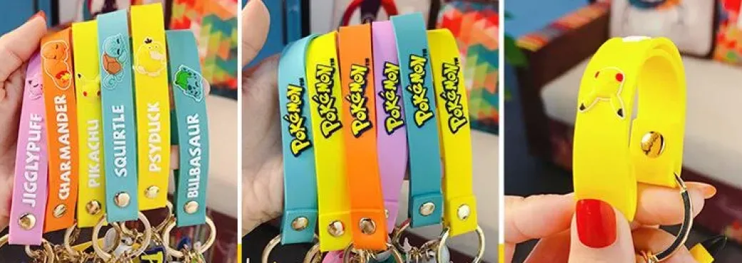 Pikachu/Bulbasaur/Charmander/Squirtle/Psyduck/Jigglypuff - Pokemon Key Chains - Official