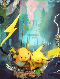 Pokemon Playing Series 005 Raichu Racing With Pikachu & 006 Growlithe Press Charmander - Pokemon Resin Statue - WASP Studios