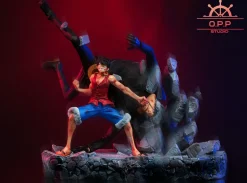 POP Scale Monkey D. Luffy Beating Blueno - ONE PIECE Resin Statue - OPPS Studios