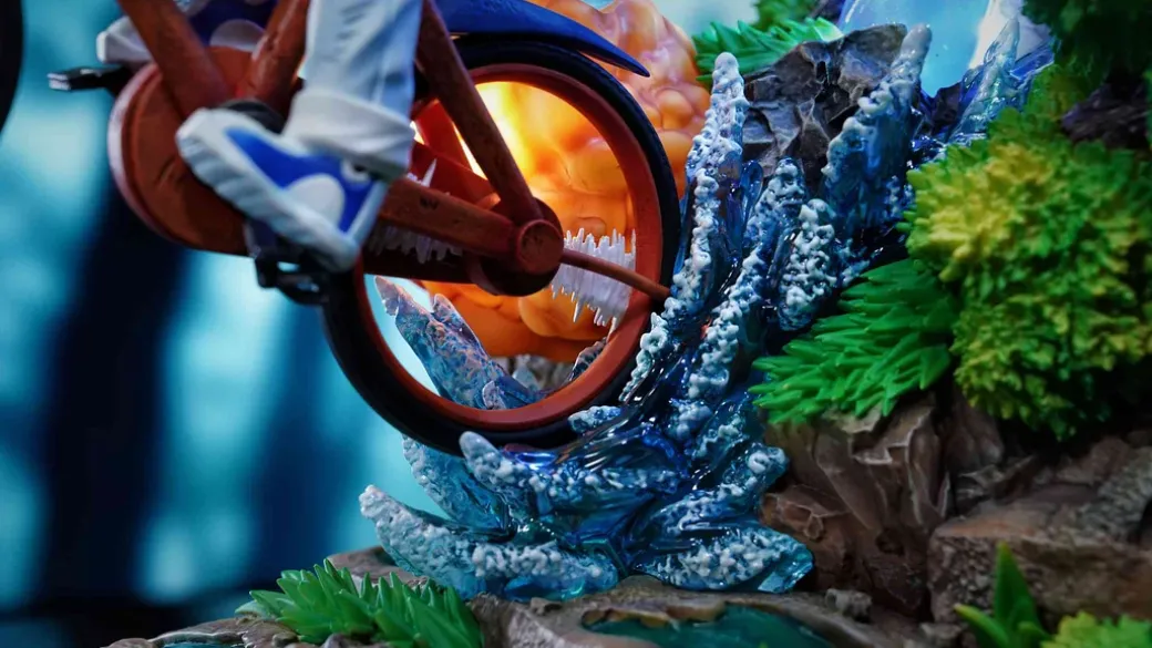 Riding Bike Ash Ketchum with LED - Pokemon Resin Statue - A.M. Sandsculpture Studios