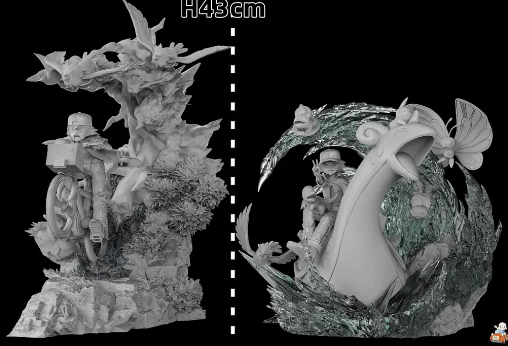 Riding Bike Ash Ketchum with LED - Pokemon Resin Statue - A.M. Sandsculpture Studios