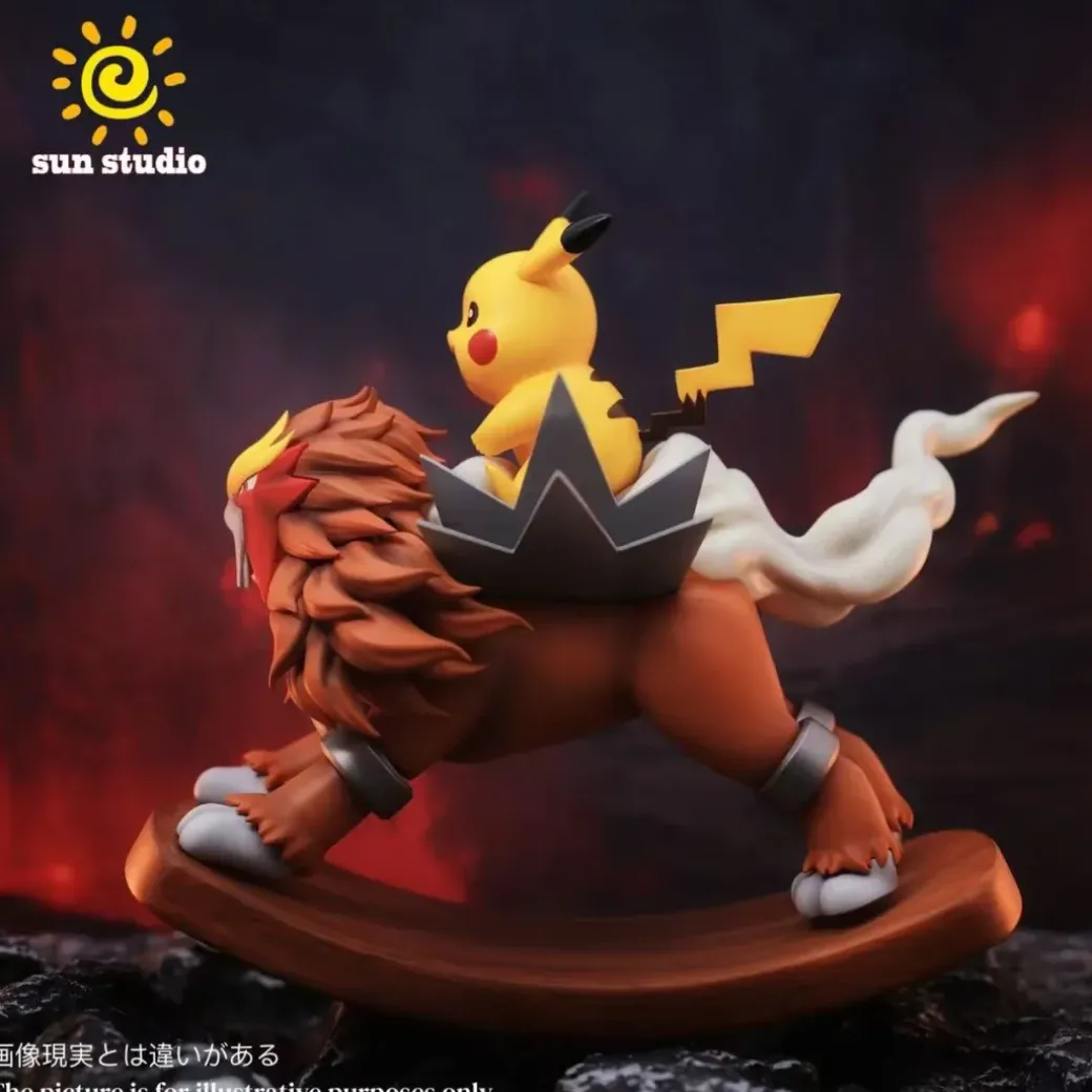 Rocking Horse Series Entei & Pikachu - Pokemon Resin Statue - sun Studio