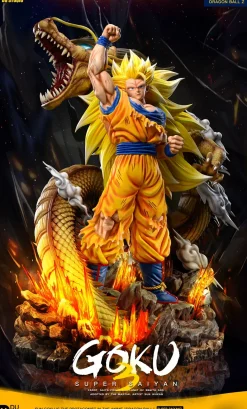 S+ & S- Scale Dragon Fist Super Saiyan 3 Son Goku with LED - Dragon Ball Resin Statue - Du-Studio