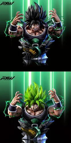 S- Scale Legendary Super Saiyan Broly Bust Statue with LED - Dragon Ball Resin Statue - FXW Studio