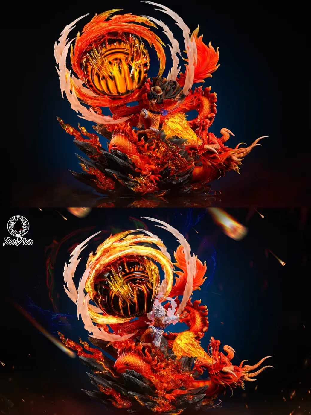 S Scale Monkey D. Luffy VS Kaen Daiko with LED - ONE PIECE Resin Statue - Burning Point Studio