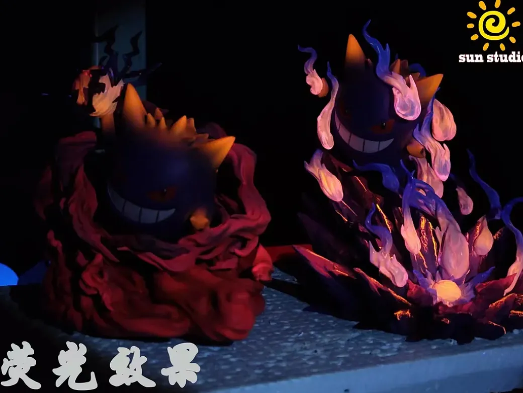 Shadow Ball Gengar & Will-O-Wisp Gengar with LED - Pokemon Resin Statue - sun Studio