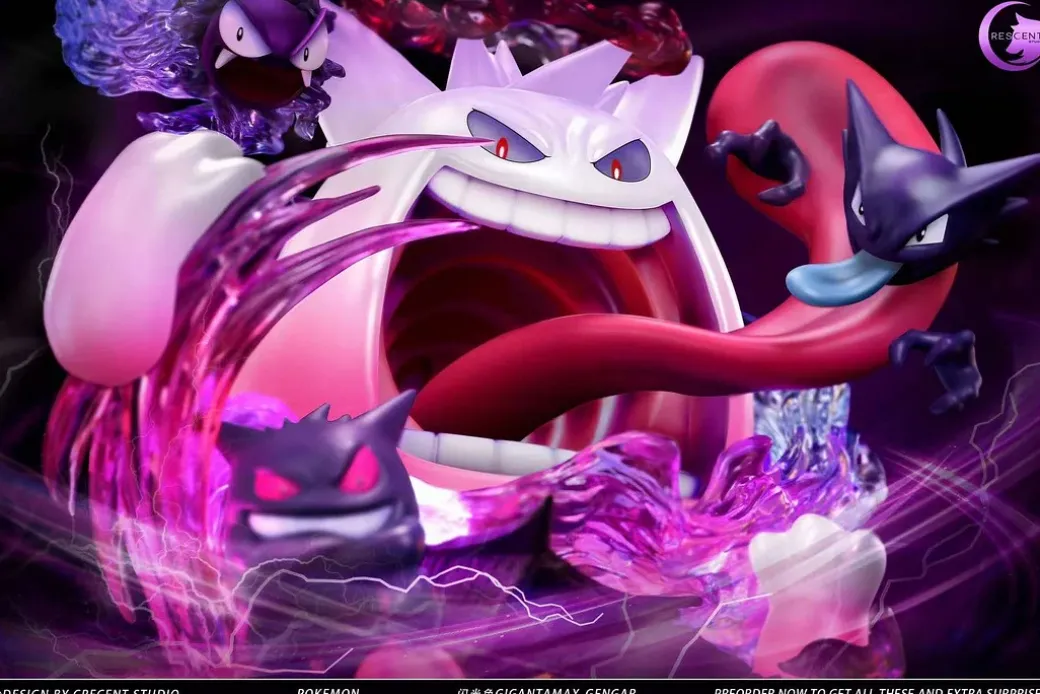 Shiny Colour Gigantamax Gengar with LED - Pokemon Resin Statue - Crescent-Studios