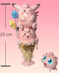 Small & Big Scale Ice Cream Clefairy & Clefable & Jigglypuff - Pokemon Resin Statue - Poker-Studios