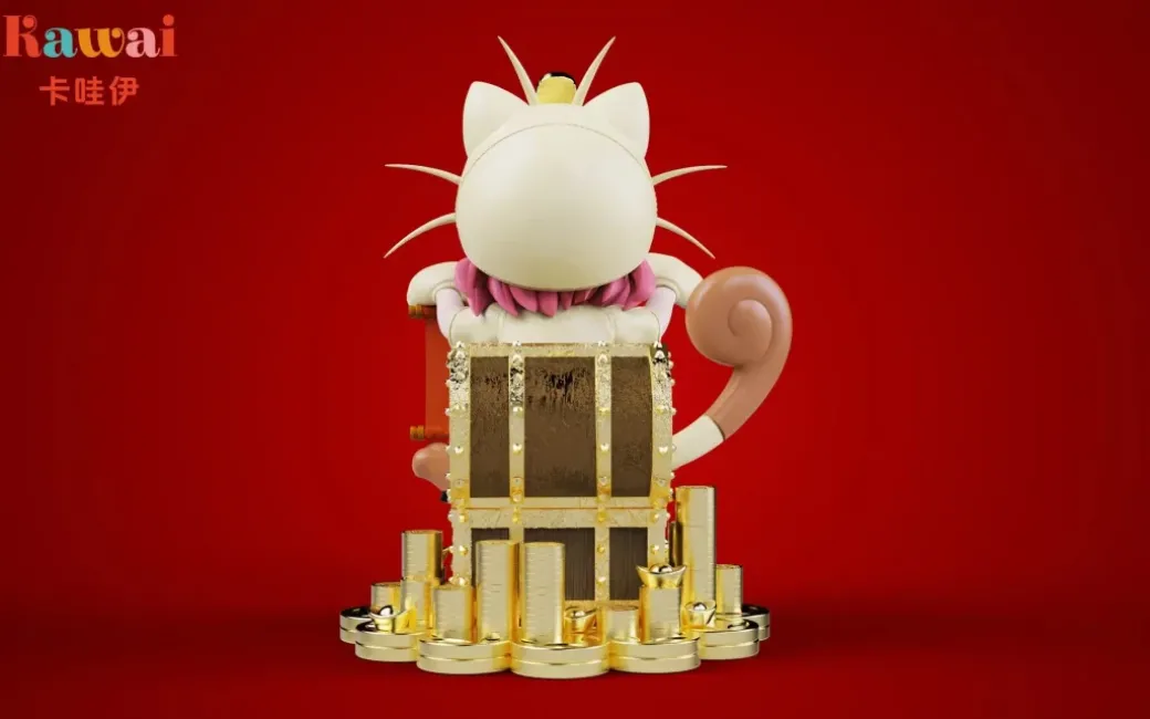 Small & Big Scale Lucky Meowth Cosplay Anya Forger - Pokemon SPY X FAMILY Resin Statue - Kawai Studio