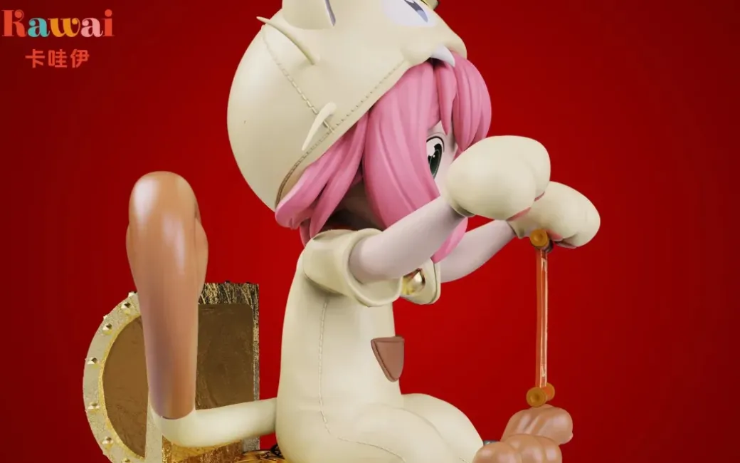 Small & Big Scale Lucky Meowth Cosplay Anya Forger - Pokemon SPY X FAMILY Resin Statue - Kawai Studio