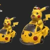 Small & Big Scale Pikachu with Pikachu Car - Pokemon Resin Statue - sun Studio